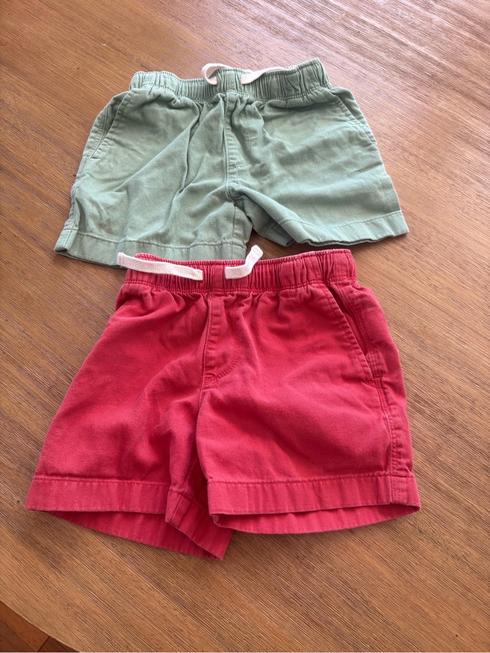 Crewcuts Cotton Drawstring Shorts - Red and Sage Green size 4